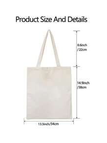 Dual Handle College Letter Printed Women's Tote Bag