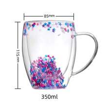 1 Pc 350ml Creative Double Wall Glass Cup Real Flower Conch Flash Filler Glass Cups Hand Gifts High Borosilicate Glass Cups With Handles - Apricot - View 3