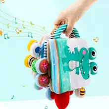 1pc Colorful Plush Crocodile Soft Cloth Baby Early Educational Sensory Rattle Book Toy With Hanging Bell, Suitable For Newborn Gifts