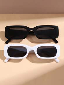 2pcs Fashionable Y2k Square Frame Cute Daily Unisex Eyeglasses Beach Accessories For Women Glasses Shades For Summer Beach Vacation,Outdoor,Travel