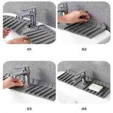 1pc Water Tap Handle Water Filter, Splash-Proof Cover For Water Tap, And Kitchen Sink Splash-Proof Cover Suitable For Kitchen Sink Dry Pad, Soap Sponge Accessories, Sink Tray, Bathroom Bar Counter Protection - Gray - Light Grey - View 4