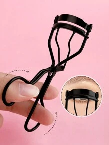 Portable Eyelash Curler, 1pc Black Stainless Steel Eyelash Curler For Daily Makeup Long Lasting Curled Lash - Black - View 3