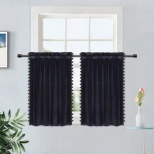 Cortinas de ventana de cocina - Negro - Ver 1