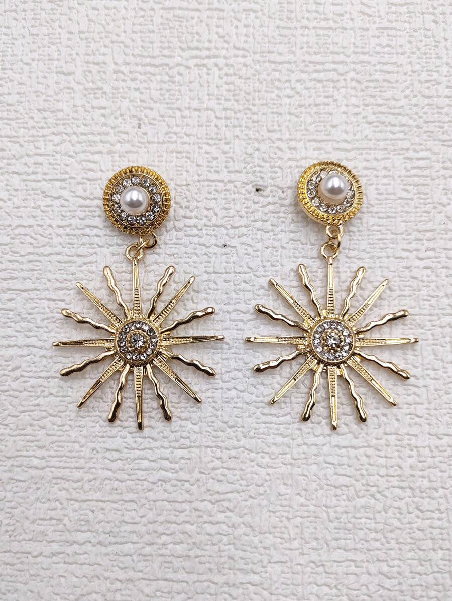 1pair Sunflower Non-Pierced Clip On Earrings - Multicolor - View 1