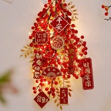 2024年農曆龍年春節裝飾,新年掛飾,紅色果實設計為好運財富之象徵,節日用品,家居裝飾 - 發財果掛飾[吉祥如意]/發光款 - 查看 5