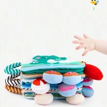 1pc Colorful Plush Crocodile Soft Cloth Baby Early Educational Sensory Rattle Book Toy With Hanging Bell, Suitable For Newborn Gifts