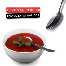 Kit C/12 Colher Talher Aço Inox Grande Luxo Sopa Bar Restaurante Buffet Faqueiro - Cinza - Visão 6
