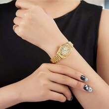 Của phụ nữ Đồng hồ Giường đôi Vàng Năm Hạt Không thấm nước Cao-kết thúc Kinh doanh sang trọng Thời trang Thanh lịch Thép Dây đeo Thạch anh Đồng hồ đeo tay - Vàng - Xem 7