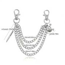 1pc Hip Hop Style Skull Pendant Accessory, Minimalist Samurai Sword Shaped Pendant For Necklace Or Shoelace Decoration - Silver - View 5