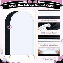 3pcs/Set, Wedding Arch Cover Combination,Double Side BlACK & WHITE, Beige Arch Backdrop Cloth Cover, Arch Cloth Backdrop Cloth, Dome Cloth Arch Cover, StretchBackground Bucket Runner Cover, For Bridal Shower, CeremonyReception, Birthday Party Banquet Decoration, Photography - Black and White - View 6
