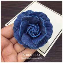 1入女士深藍色牛仔藍花朵髮夾配件胸針,適用於毛衣、套裝、外套 - 深藍色 - 查看 6