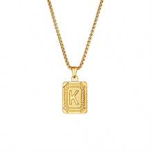 1pc Women's Titanium Steel Letter Necklace - 26 Alphabet Square Plate Pendant Clavicle Chain, Suitable For Daily Wear, Festivals And Parties - M - View 26