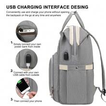 VSNOON Laptop Backpack For Women,15.6 Inch Stylish Rucksack Wide Open, College School Backpack With USB Charging Port, Water Resistant Travel Business Work Bag Computer Bookbag For Men - Grey - View 2