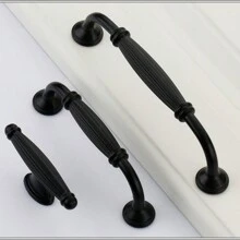 1pc/2pcs  Black Modern Minimalist Aluminum Alloy Hollow Door Handle Cabinet Wardrobe Bedside Table TV Cabinet Drawer Door Handle Furniture Hardware Accessories