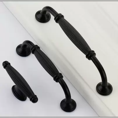 1pc/2pcs  Black Modern Minimalist Aluminum Alloy Hollow Door Handle Cabinet Wardrobe Bedside Table TV Cabinet Drawer Door Handle Furniture Hardware Accessories