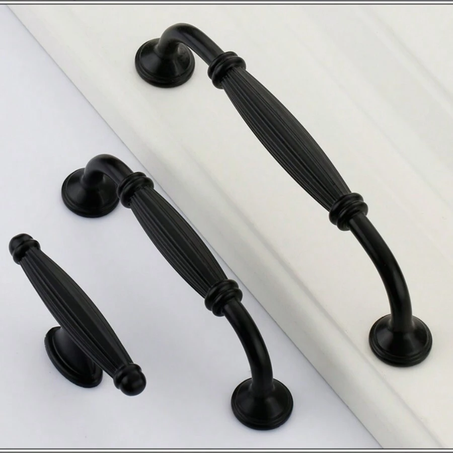 1pc/2pcs  Black Modern Minimalist Aluminum Alloy Hollow Door Handle Cabinet Wardrobe Bedside Table TV Cabinet Drawer Door Handle Furniture Hardware Accessories