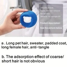 3入組藍色海綿清潔工具,除毛器,可重複使用的洗衣球 - 藍色 - 查看 7