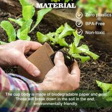 10 Peat Pots,  And  Round Plant Seedling Start-Up Kit, Seed Germination Tray, Used For Germination Of Flowers, Vegetables, Tomato Seedlings And Herbal Seeds, 3.15 Inches. - Apricot - View 3