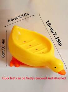 1pc Yellow Duck Shaped Soap Rack,Plastic Material, Suitable For Kitchen Bathroom Countertop Receiving Box, Non-Slip Drain Soap Box Container Bathroom Accessories Home Bathroom Decor Summer Back To School