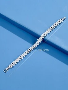 DV JEWELRY 1 件奢华方晶锆石镀白金女士手链，优雅珠宝，适合约会、婚礼、派对、周年纪念礼物 - 銀色 - 查看 5