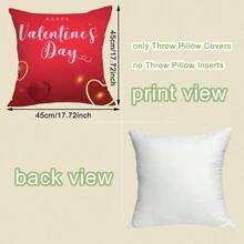 1pc Valentine's Day Red Pattern Printed Pillowcase, Home Decorative Pillow Cover For Sofa Cushion. (Pillow Inner Not Included) - Multicolor - View 3