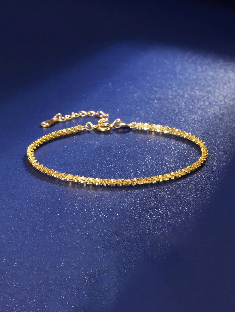 ELSEDES 1件時尚s925純銀星光浪漫風格女士手鐲,適用於日常穿著和節日 - 金色 - 查看 1