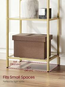 VASAGLE 5-Tier Shelf, Tempered Glass Shelving Unit, Arched Design, Steel Structure, For Living Room Bedroom Study Bathroom, Metallic Gold And Transparent - Gold - View 8