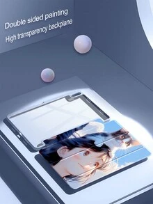 Cute Cartoon Cat Girl Painted Acrylic Back Shell, Shockproof Case Compatible With Ipad With Wake/Sleep Function - Multicolor - View 3