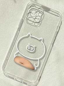 1pc Shockproof Tpu Phone Case With Cute Cartoon Piggy Design Compatible With IPhone - Multicolor - View 2