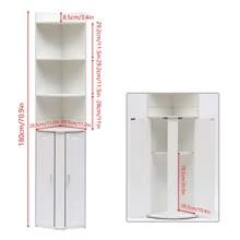 Tall Cabinet For Living Room Corner Cabinet Corner Shelf Unit, Tall Bookcase For Corner - White - View 8