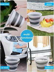 1入組可攜式可摺疊多功能清洗桶,適用於洗衣和物品收納,節省空間,適用於汽車、旅行、家庭、野外 - 灰色 - 查看 4