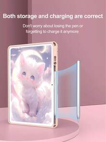 Cartoon Cute Mooncat Printed Acrylic Back Panel Shockproof Protective Cover Support Sleep/Wake Up Function Compatible With Ipad - Multicolor - View 6