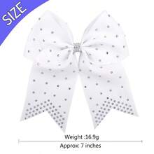 2 件/套女孩 7 英吋水鑽裝飾蝴蝶結髮帶,適合日常使用 - 白色 - 查看 6