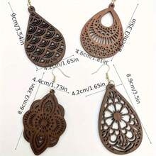 4pairs/Set Wooden Vintage Chic Earrings