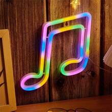 1pc Musical Note/Light Bulb /Flame Neon Sign,LED Neon Light Battery/USB Powered Decorative Light, Table And Wall Decorative Light, For Play Area Room, Bedroom Room ,Interior Decor,Dormitory, Wedding Anniversary,Valentine's Day, Birthday Party, Home Decoration - White - View 7