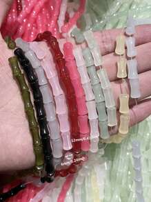 30 顆 6*12 毫米純色玻璃竹珠用於手工手鍊、diy 珠寶製作、項鍊、耳環、鑰匙鏈 - 6x12mm竹節珠 - 查看 2