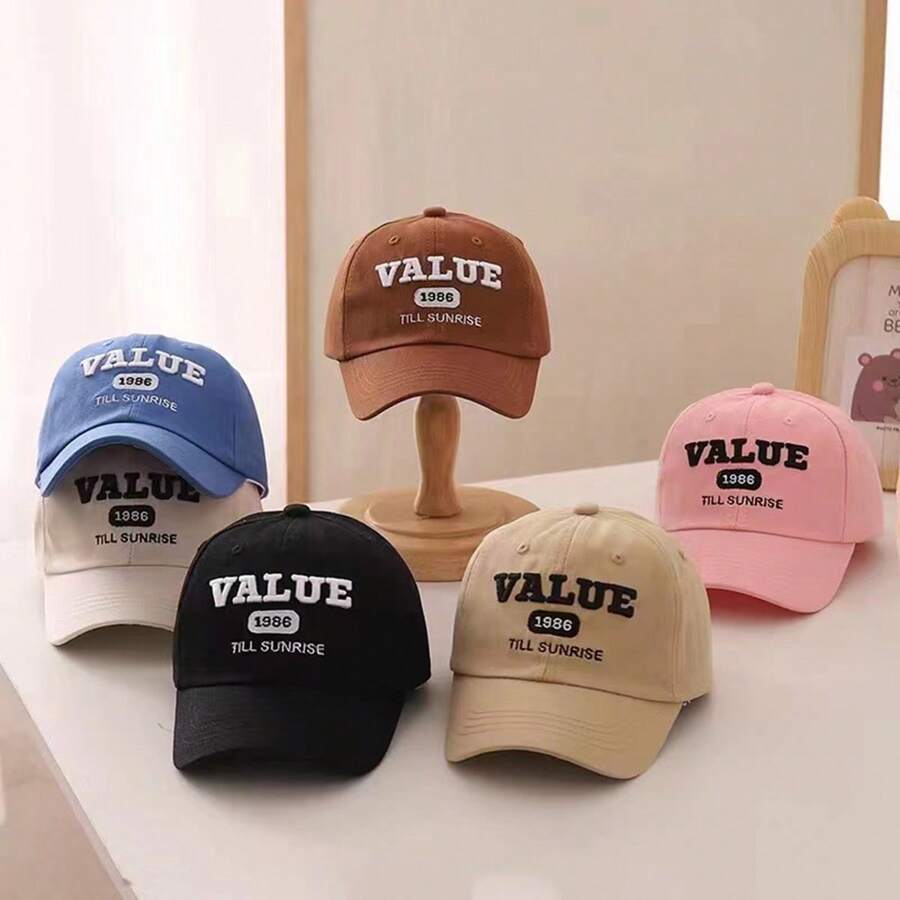 1pc Children's Baseball Cap Letter Embroidered Sun Hat Minimalist Street Baseball Hat - Blue - View 1