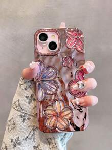 Ốp lưng TPU Dopamine mạ điện lấp lánh phong cách retro tối giản, cá nhân hóa, họa tiết hoa sơn dầu 3D cho iPhone 14, 14 Pro, 14 Plus, 14 Pro Max, 15, 15 Pro, 15 Pro Max, 16, 16 Pro, 16 Plus, 16 Pro Max, 17, 17 Pro, 17 Air, 17 Pro Max - Rượu sâm banh - Xem 2