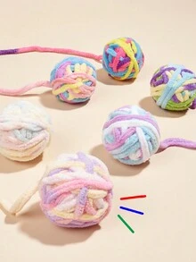 1pc Random Color Bell-Ball Knitted Woolen Yarn Ball, For Indoor Play Suitable For All Sizes Of Cats For Scratching, Biting, Exercise And Entertain - Multicolor - View 4