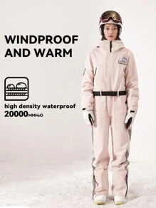 Skiing Jumpsuit, Unisex, Waterproof, Windproof, Breathable, Elastic, Insulation, Suitable For Alpine And Snowboarding, Solid Color Skiing Suit, Ideal For Outdoor Sports