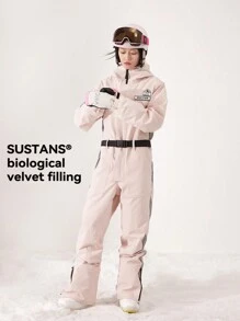 Skiing Jumpsuit, Unisex, Waterproof, Windproof, Breathable, Elastic, Insulation, Suitable For Alpine And Snowboarding, Solid Color Skiing Suit, Ideal For Outdoor Sports