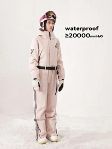 Skiing Jumpsuit, Unisex, Waterproof, Windproof, Breathable, Elastic, Insulation, Suitable For Alpine And Snowboarding, Solid Color Skiing Suit, Ideal For Outdoor Sports