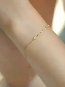 ELSEDES 1pc Fashion Cubic Zirconia Heart Decor Sterling Silver Bracelet For Women For Gift Valentines