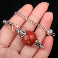 神奇的天然寶石水晶球擺錘,有助於占卜和挖掘潛意識,配有鍊子和石英珠進行靈氣療愈和晶體網格冥想 - 靈擺 - 查看 19