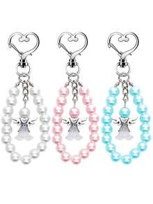 3入組情人節守護天使鑰匙扣,婚禮新娘禮物,派對生日禮物,節日感謝禮物,可愛的女孩和情侶鑰匙扣 – 可用於錢包、手提包、背包和汽車裝飾 - 彩色 - 查看 1