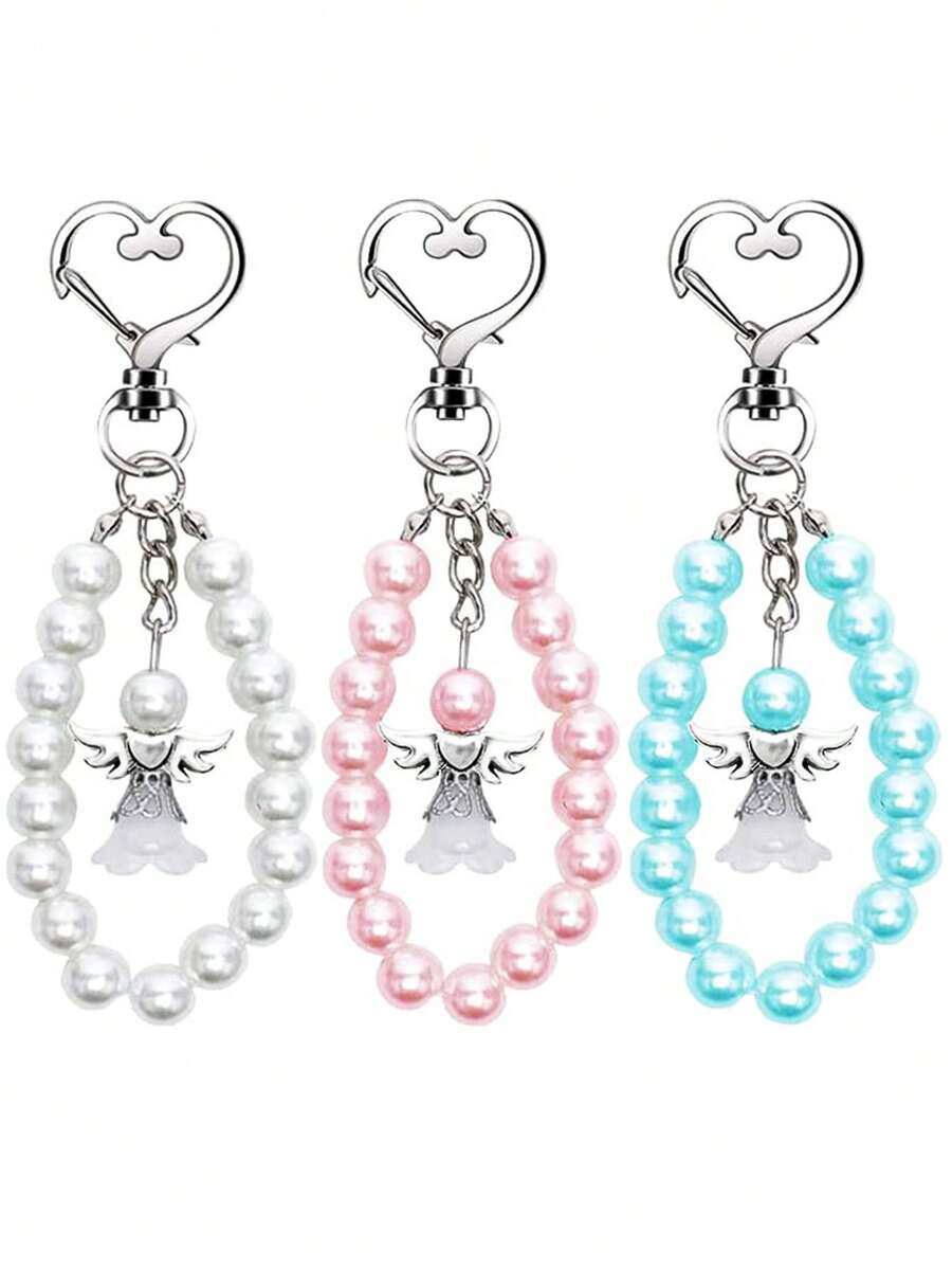 3入組情人節守護天使鑰匙扣,婚禮新娘禮物,派對生日禮物,節日感謝禮物,可愛的女孩和情侶鑰匙扣 – 可用於錢包、手提包、背包和汽車裝飾 - 彩色 - 查看 1