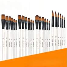 尼龍木柄水彩畫套裝,藝術工具包括水彩,油畫,丙烯畫筆和顏料 - 白色 - 查看 2