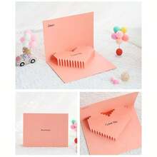1張創意3d情人節愛與感激賀卡（附信封） - 粉色 - 查看 6