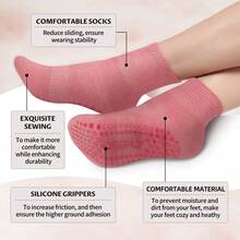 Deefly 3 雙/包防滑瑜珈襪,低筒和中幫長度適合女士、醫院、懷孕、健身、皮拉提斯、家庭使用 - 彩色 - 查看 3