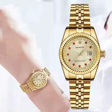 Của phụ nữ Đồng hồ Giường đôi Vàng Năm Hạt Không thấm nước Cao-kết thúc Kinh doanh sang trọng Thời trang Thanh lịch Thép Dây đeo Thạch anh Đồng hồ đeo tay - Vàng - Xem 5